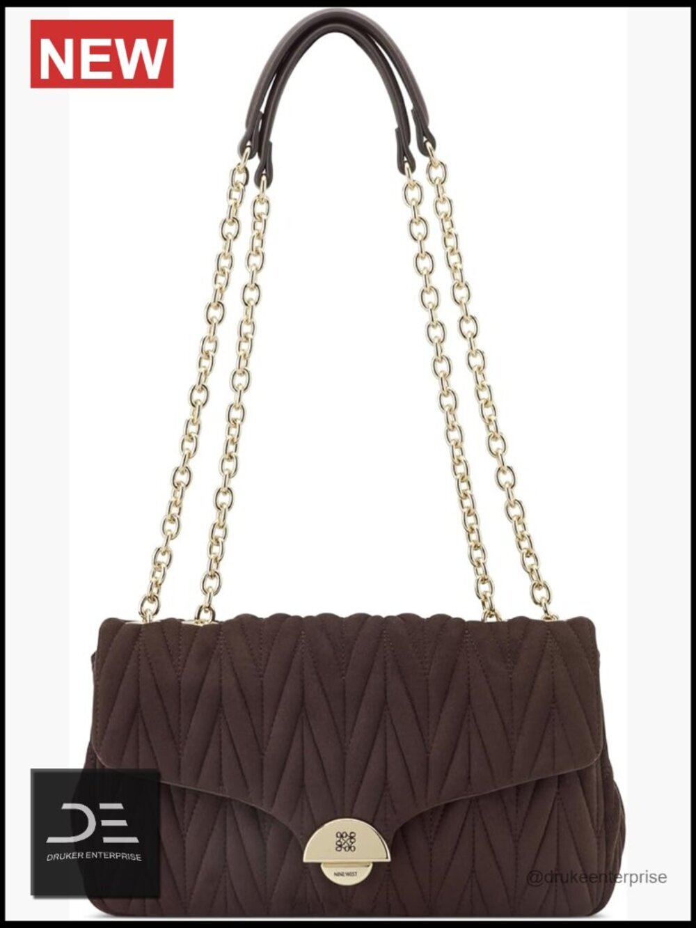 Convertible Crossbody Chain Flap Bag - Faux Suede Quilted, Shoulder Strap